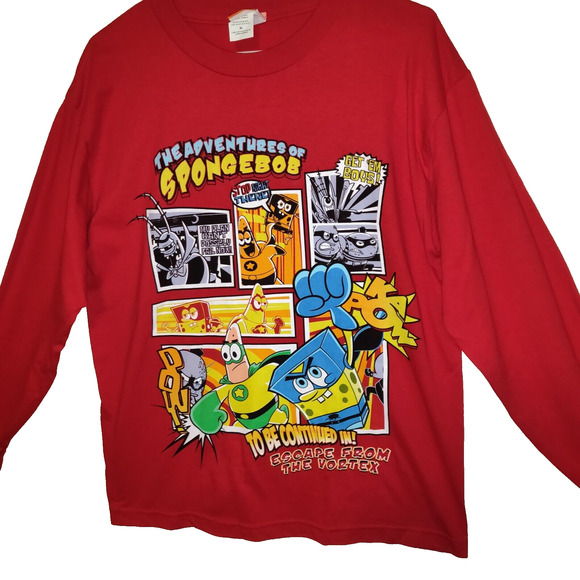 Nickelodeon The Adventures Of SPONGEBOB Red T Shirt ESCAPE FROM VORTEX Kids XL - Picture 1 of 16